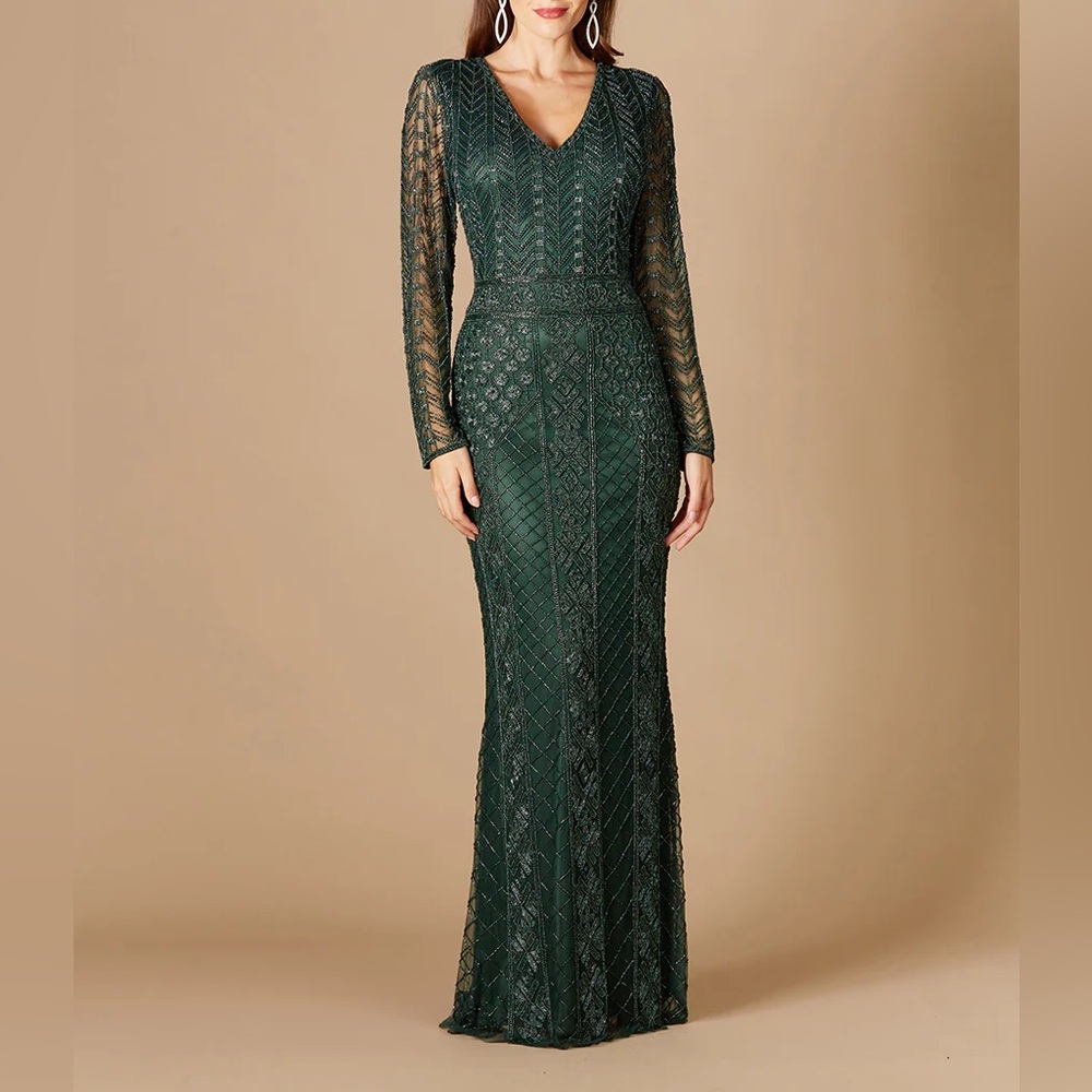 LARA Deep Green Long Sleeve Dress